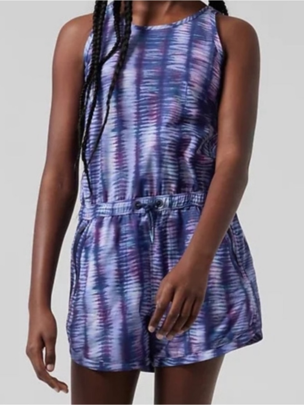 New! Athleta Girl - On The Go Romper, Size XL/14, Enchanted Blue Purple